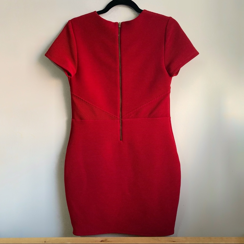 Express Red Ribbed Mini Dress - Picture 5 of 5
